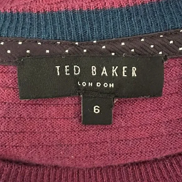 Ted Baker Men's Potter Crewneck Sweater Size 6 2XL Pink Ribbed Wool Blend - Picture 2 of 7